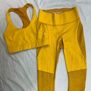 Outdoor Voices Orange Yellow High-Waist Seamless Leggings & Sports Bra Set XS